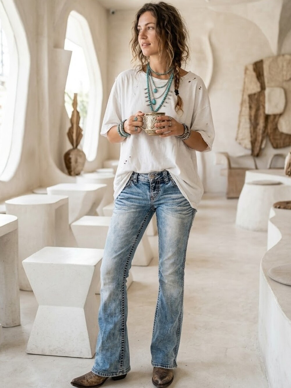 Silver Jeans Co.💋Frances Bootcut Jeans. Waist 29 Length 31 Blue Distressed